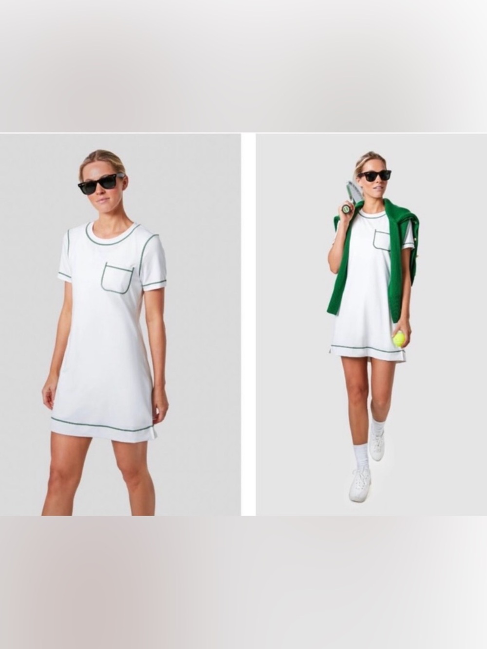 Tuckernuck Sport White Tennis Dress with Green Piping